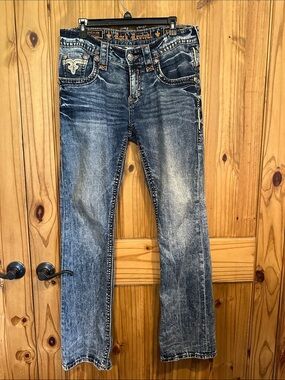 Rock Revival Men's Bootcut Jeans - Faded Blue Denim